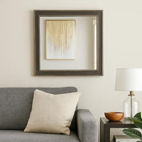 Modern Wooden Frame Dresser Mirror with Plank Design, Rustic and Dark Brown  - BM219864