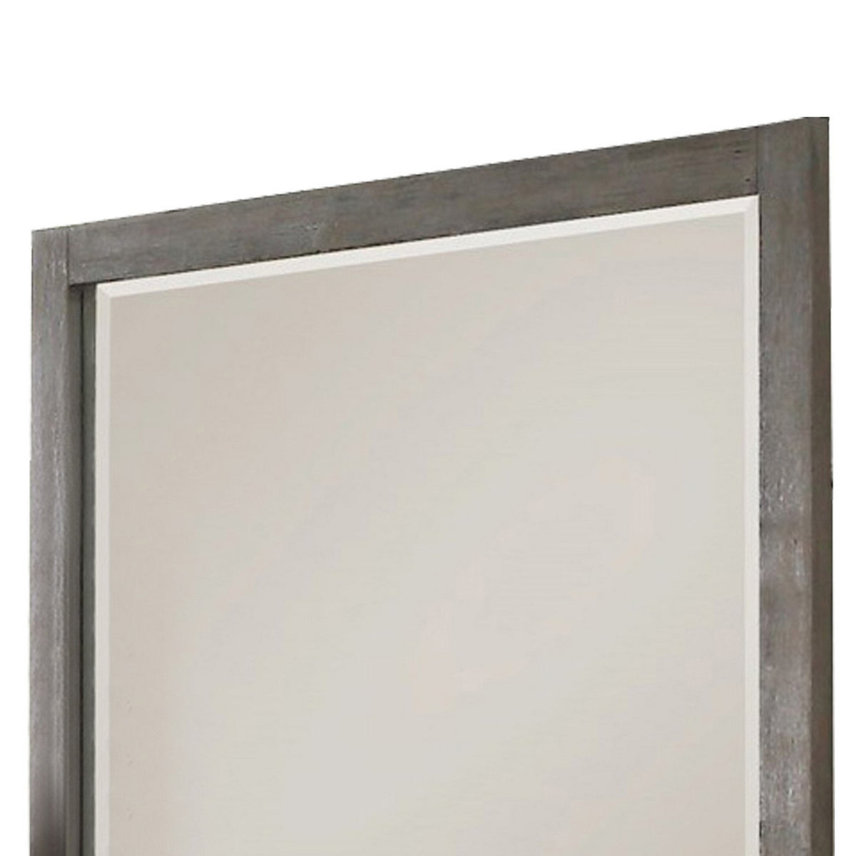 Contemporary Wooden Frame Dresser Mirror with Natural Grain Details, Gray  - BM219866
