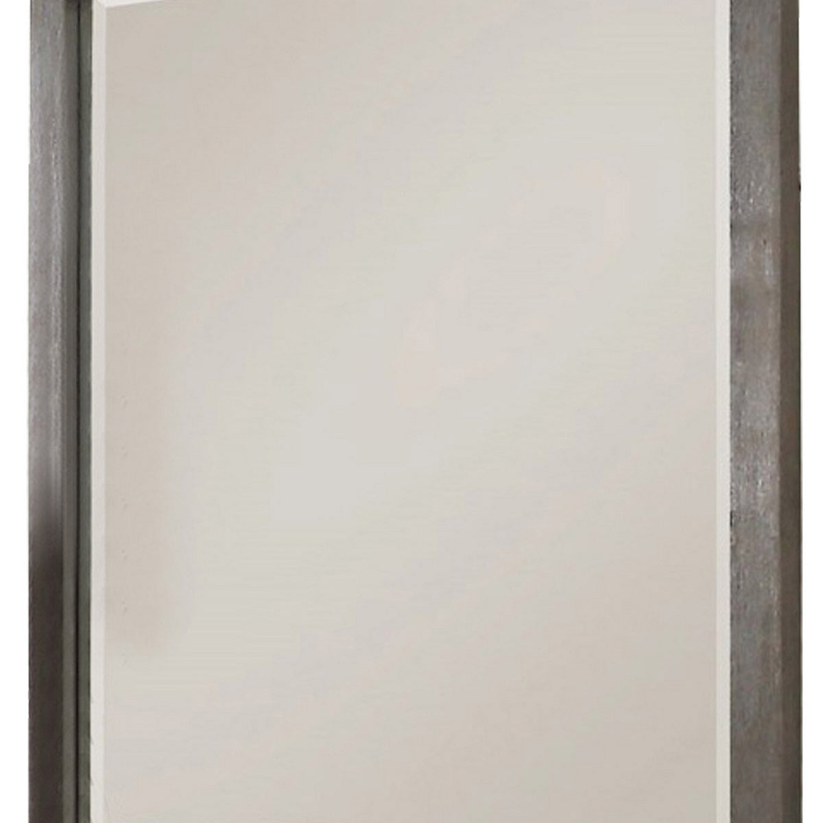 Contemporary Wooden Frame Dresser Mirror with Natural Grain Details, Gray  - BM219866