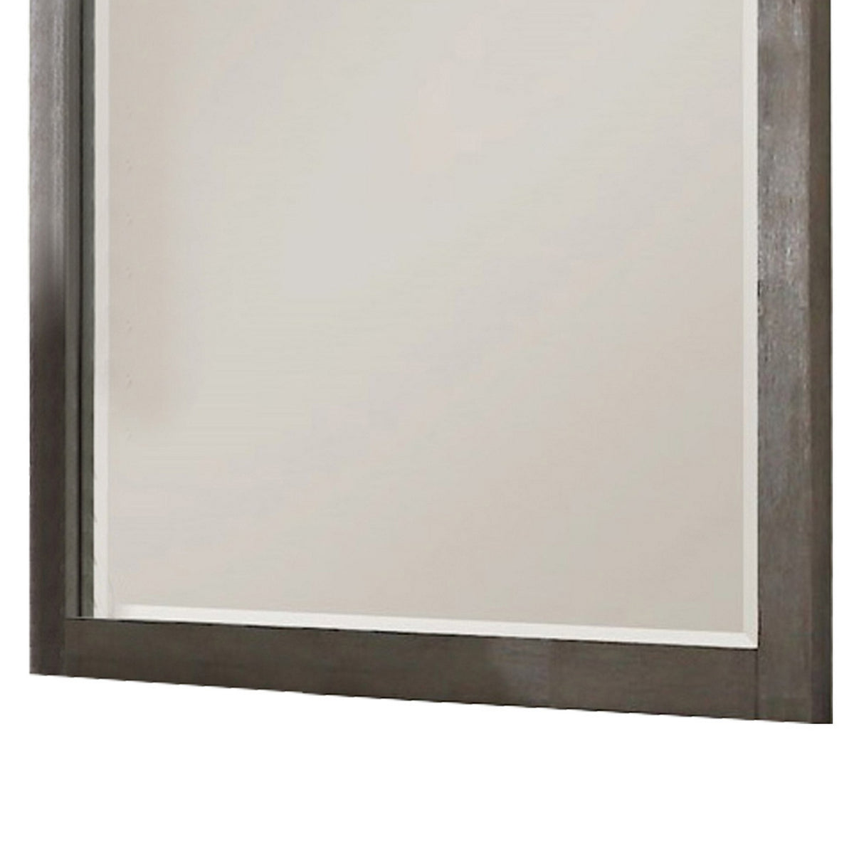 Contemporary Wooden Frame Dresser Mirror with Natural Grain Details, Gray  - BM219866