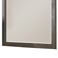 Contemporary Wooden Frame Dresser Mirror with Natural Grain Details, Gray  - BM219866