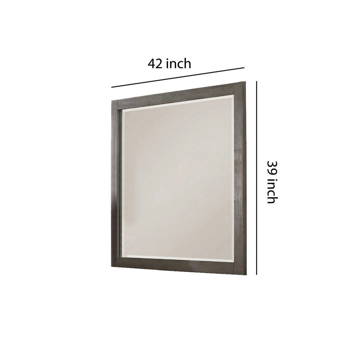 Contemporary Wooden Frame Dresser Mirror with Natural Grain Details, Gray  - BM219866