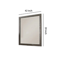Contemporary Wooden Frame Dresser Mirror with Natural Grain Details, Gray  - BM219866