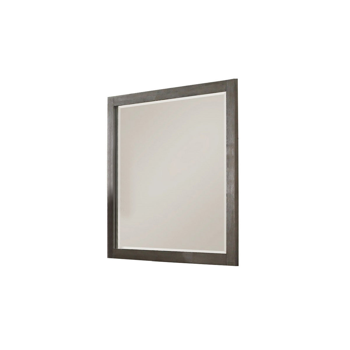Contemporary Wooden Frame Dresser Mirror with Natural Grain Details, Gray  - BM219866