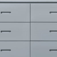 Transitional Wooden Dresser with 6 Drawers and Recessed Handles, Gray - BM219868