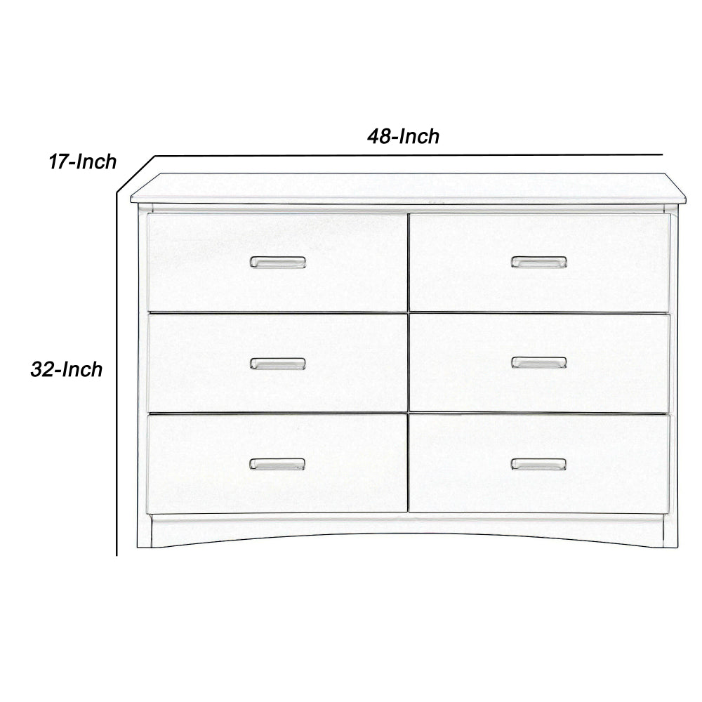 Transitional Wooden Dresser with 6 Drawers and Recessed Handles, Gray - BM219868