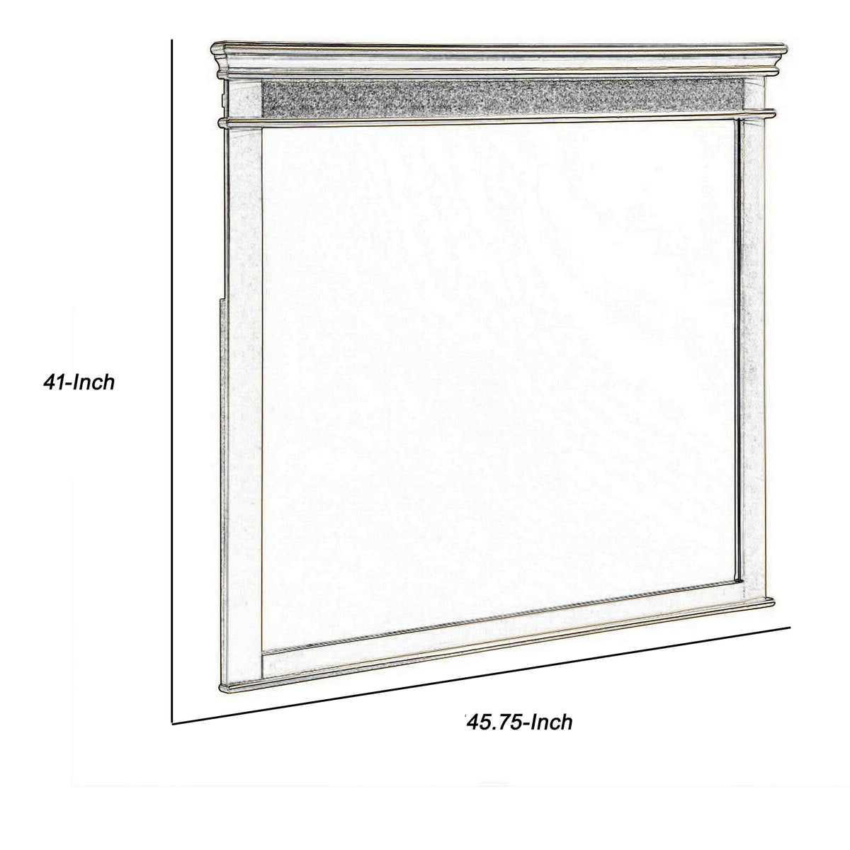 Rectangular Molded Wood Encased Mirror, Champagne Silver  - BM219885