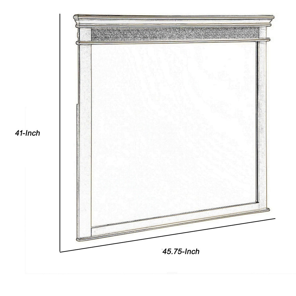 Rectangular Molded Wood Encased Mirror, Champagne Silver  - BM219885