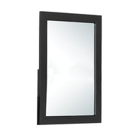 Rectangular Wood Encased Mirror with Faux Leather Upholstery, Black  - BM219912
