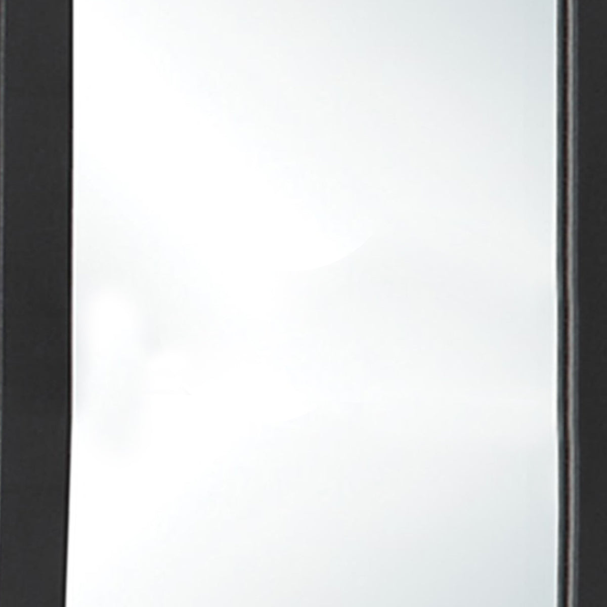 Rectangular Wood Encased Mirror with Faux Leather Upholstery, Black  - BM219912