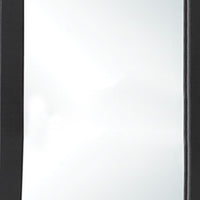 Rectangular Wood Encased Mirror with Faux Leather Upholstery, Black  - BM219912