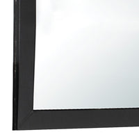 Rectangular Wood Encased Mirror with Faux Leather Upholstery, Black  - BM219912