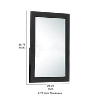 Rectangular Wood Encased Mirror with Faux Leather Upholstery, Black  - BM219912