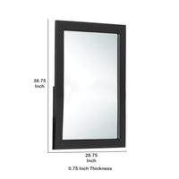 Rectangular Wood Encased Mirror with Faux Leather Upholstery, Black  - BM219912