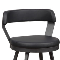 Leatherette Counter Height Chair with Metal Slanted Legs,Set of 2,Dark Gray, Black - BM219929