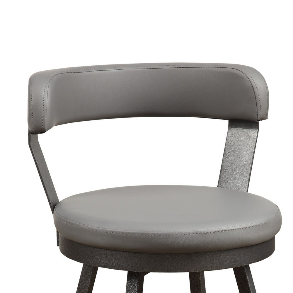 Leatherette Counter Height Chair with Metal Slanted Legs, Set of 2, Gray - BM219931