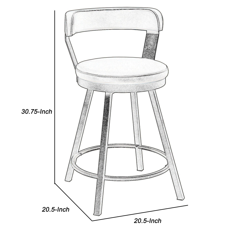 Leatherette Counter Height Chair with Metal Slanted Legs, Set of 2, Gray - BM219931