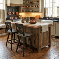 Farmhouse Swivel Counter Height Chair with X Shaped Back, Set of 2, Antique Gray, Black - BM219949