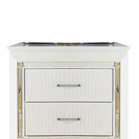 Contemporary Wooden Nightstand with 2 drawers and LED Lighting, White - BM219986