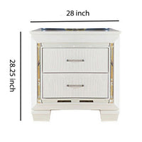 Contemporary Wooden Nightstand with 2 drawers and LED Lighting, White - BM219986