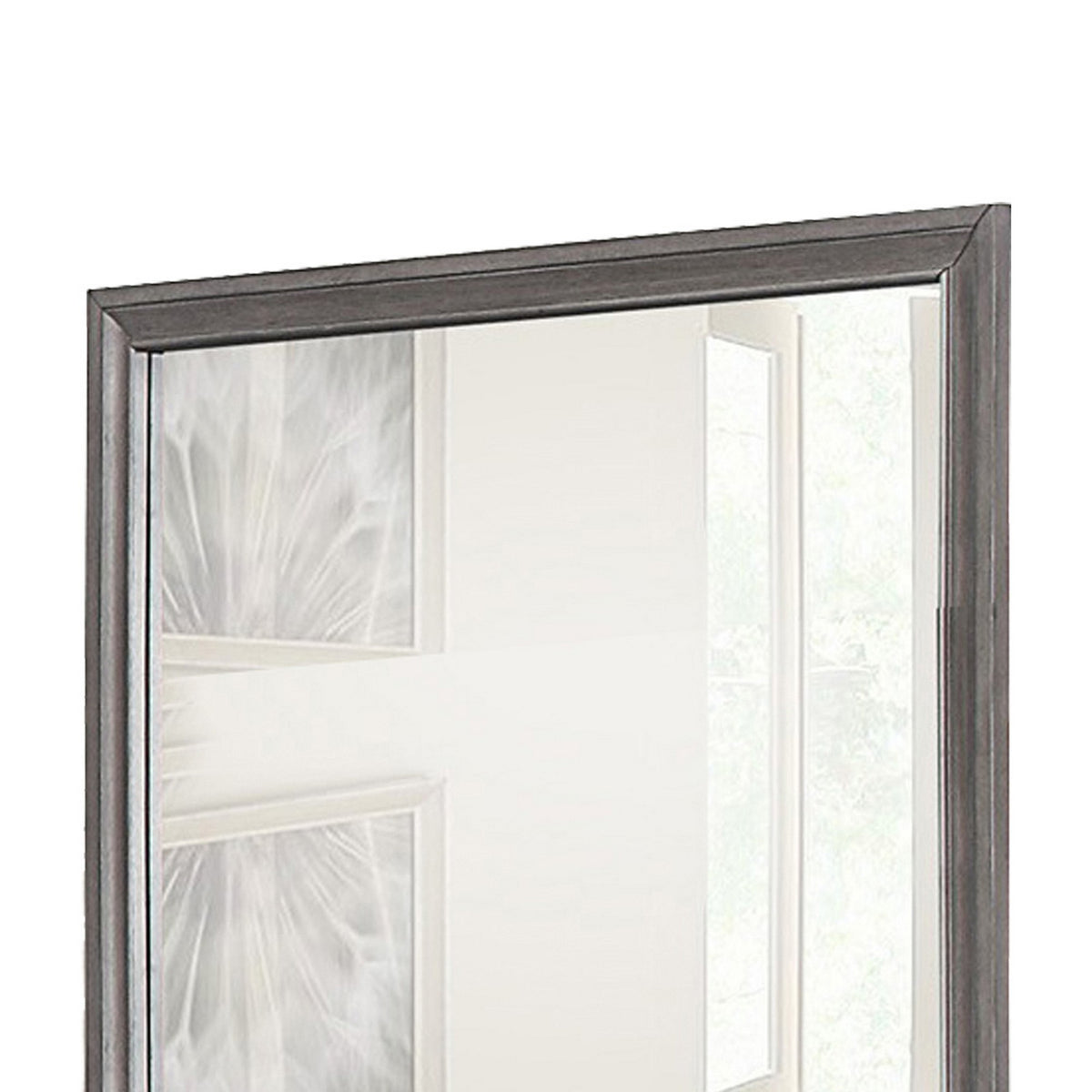 Rectangular Shape Wooden Encased Mirror with Molded Frame, Brown  - BM219988