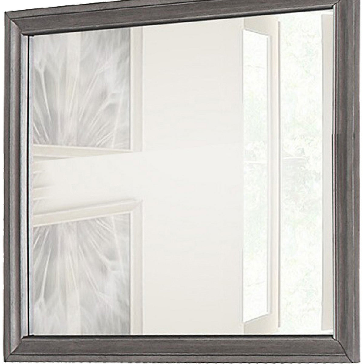 Rectangular Shape Wooden Encased Mirror with Molded Frame, Brown  - BM219988