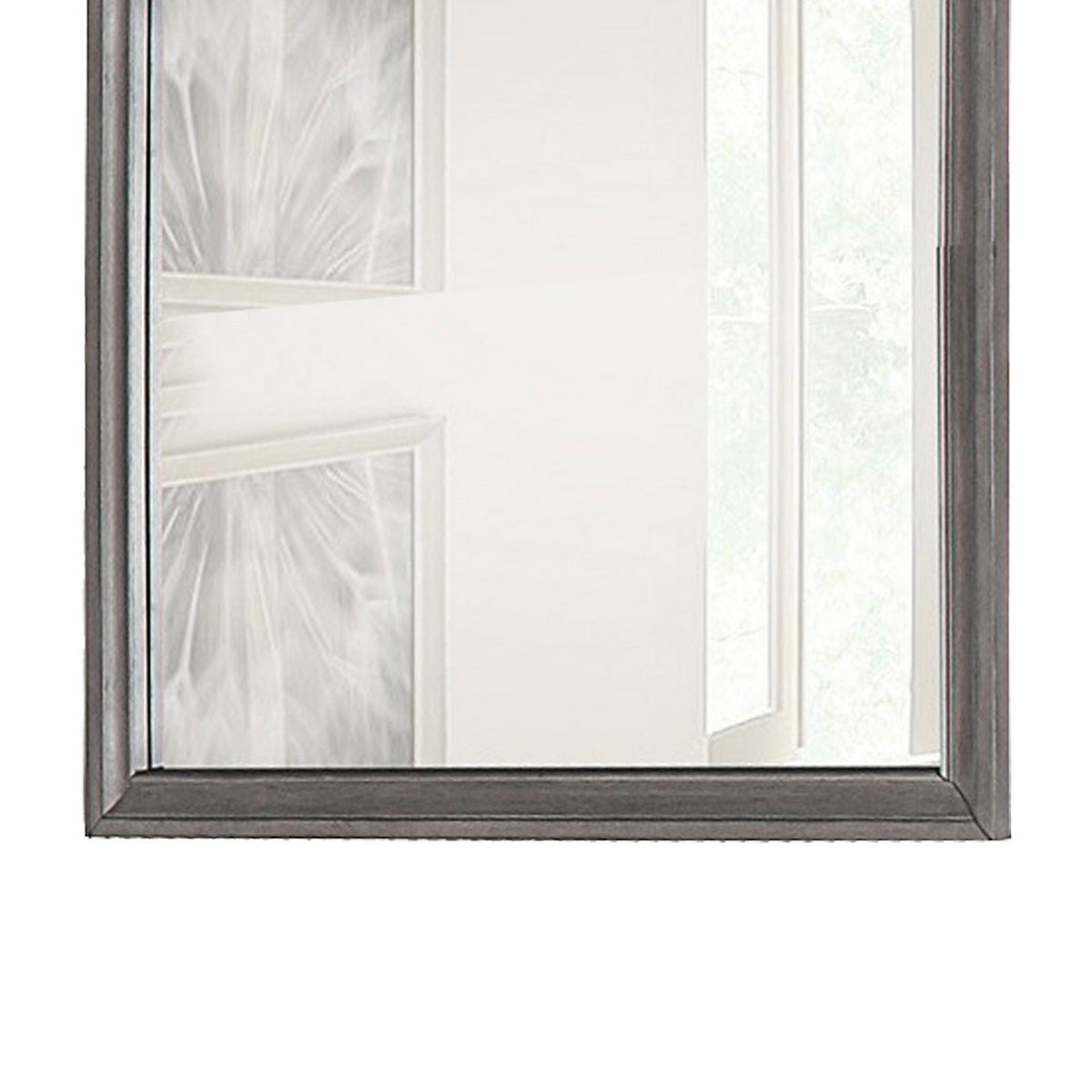 Rectangular Shape Wooden Encased Mirror with Molded Frame, Brown  - BM219988