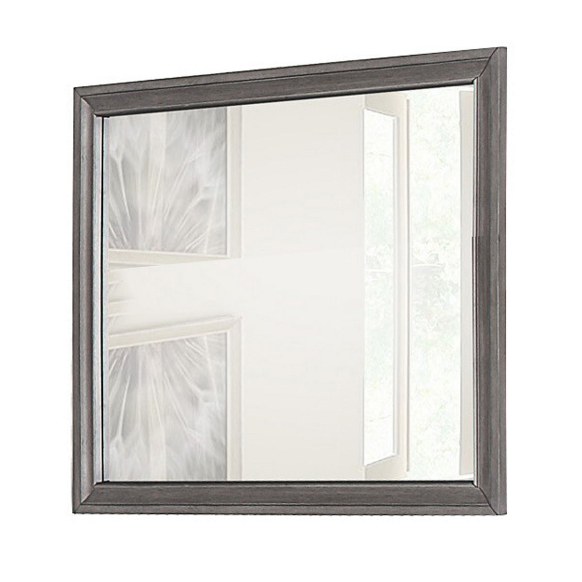 Rectangular Shape Wooden Encased Mirror with Molded Frame, Brown  - BM219988