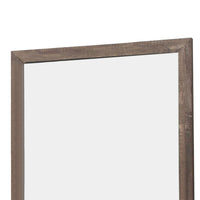 Transitional Square Shape Wooden Frame Mirror with Textured Details, Brown - BM219990