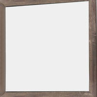 Transitional Square Shape Wooden Frame Mirror with Textured Details, Brown - BM219990