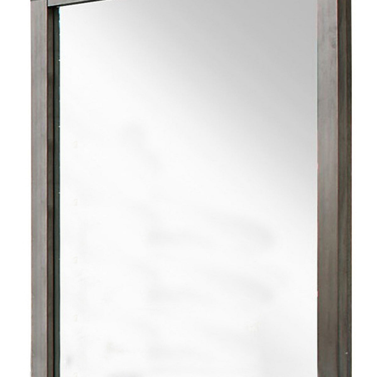Industrial Style Wooden Frame Mirror with Metal Brackets and Rivets, Brown  - BM219993