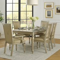 Wooden Arm Chair with Crystal Tufted Leatherette Backrest, Gold - BM219998