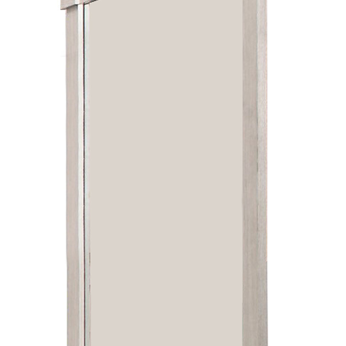 Transitional Style Wooden Frame Mirror with Projected Top, White  - BM220003