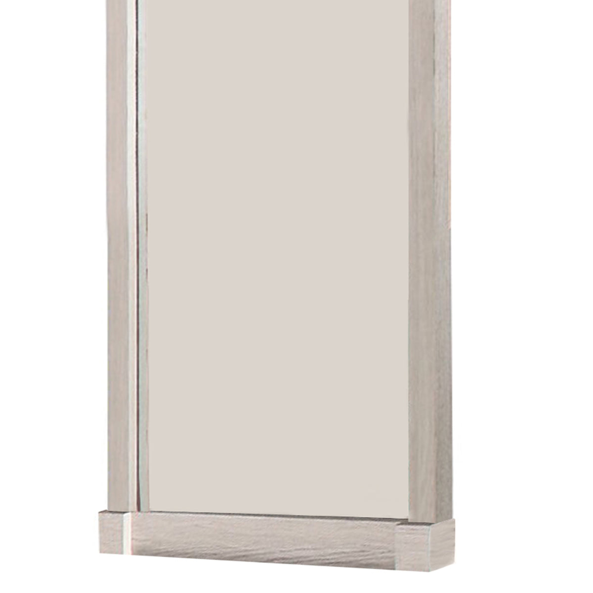 Transitional Style Wooden Frame Mirror with Projected Top, White  - BM220003