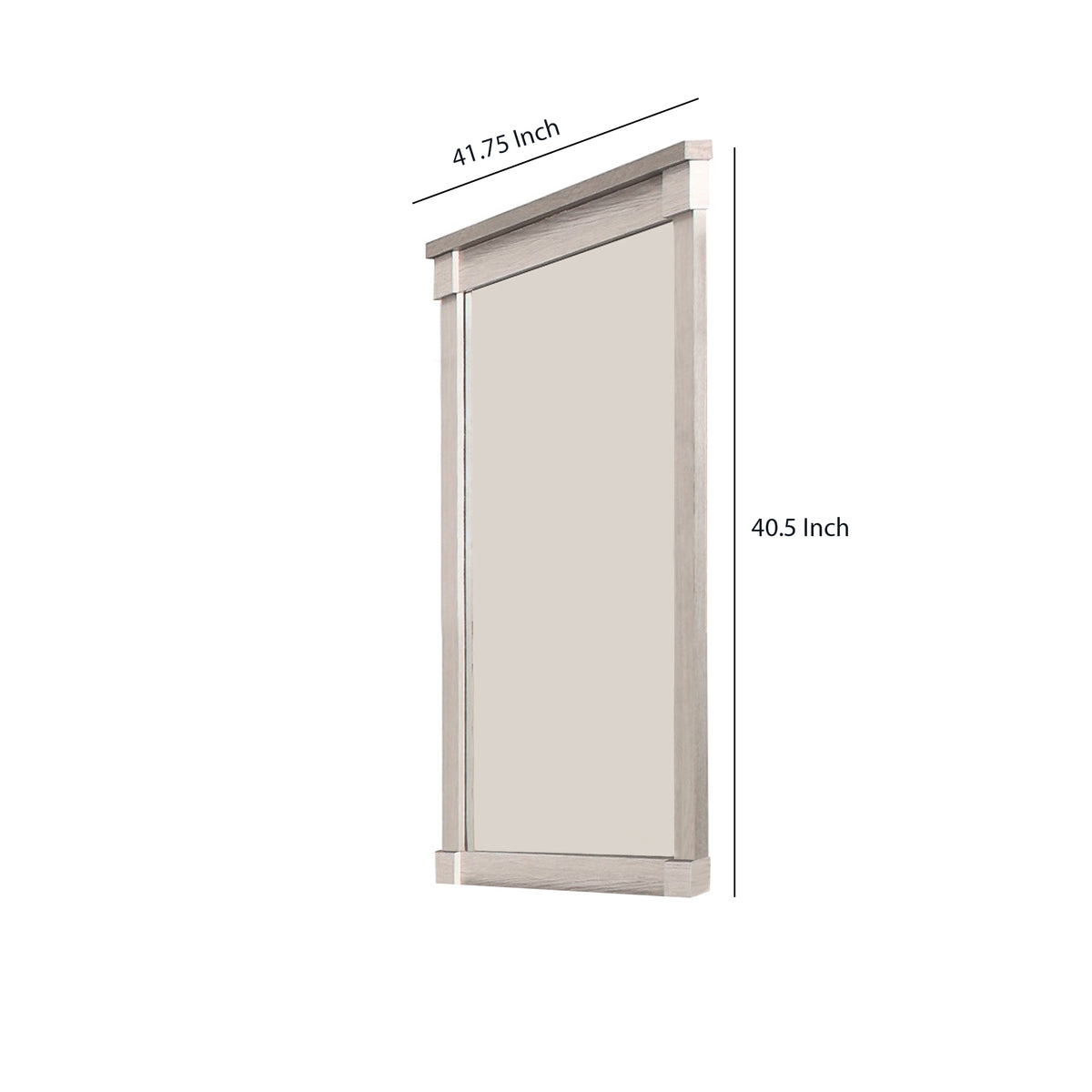 Transitional Style Wooden Frame Mirror with Projected Top, White  - BM220003