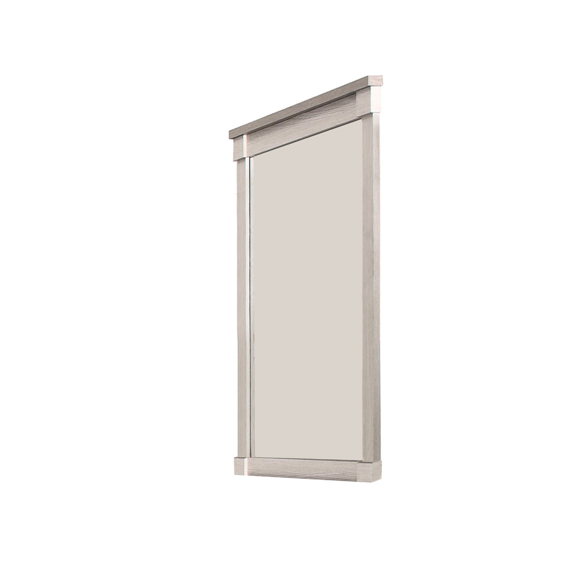 Transitional Style Wooden Frame Mirror with Projected Top, White  - BM220003
