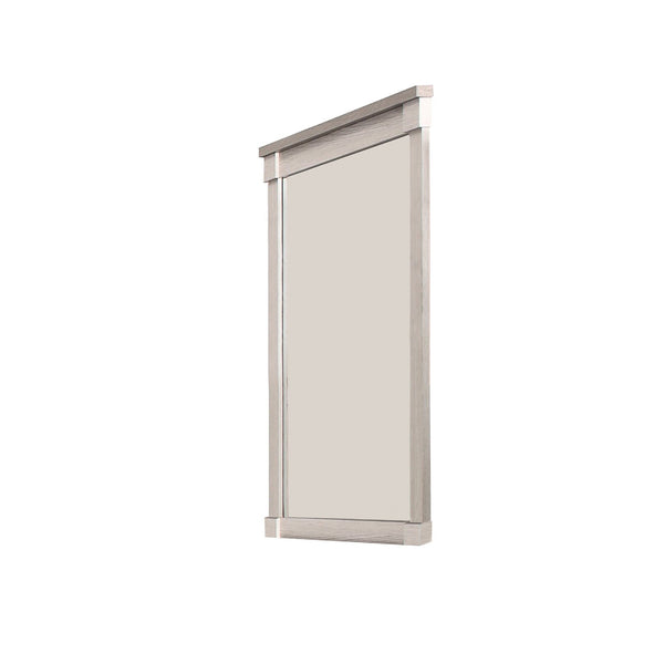 Transitional Style Wooden Frame Mirror with Projected Top, White
