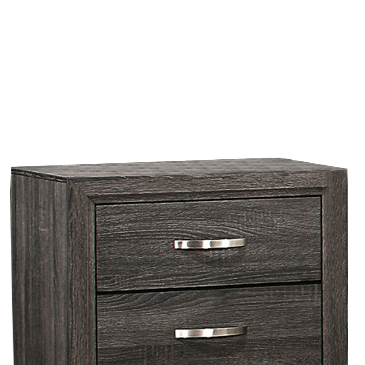 2 Drawer Nightstand with Grain Details and Tapered Legs,Dark Gray and Black - BM220080
