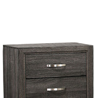 2 Drawer Nightstand with Grain Details and Tapered Legs,Dark Gray and Black - BM220080