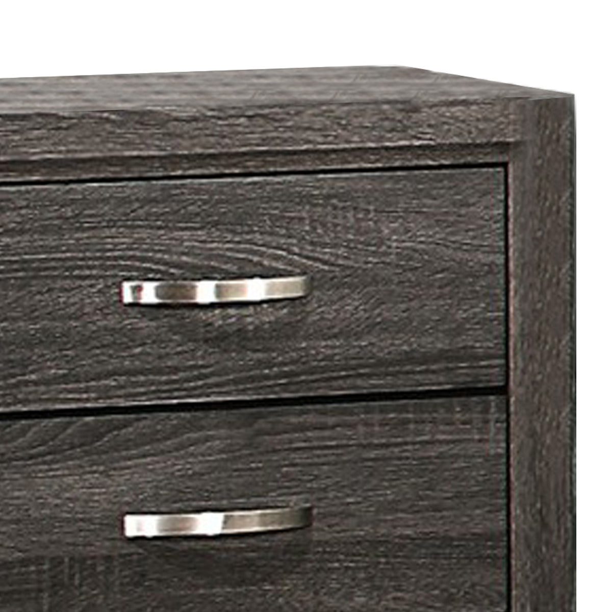 2 Drawer Nightstand with Grain Details and Tapered Legs,Dark Gray and Black - BM220080
