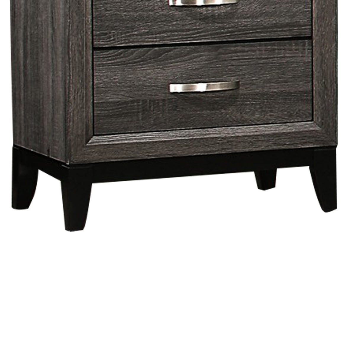 2 Drawer Nightstand with Grain Details and Tapered Legs,Dark Gray and Black - BM220080