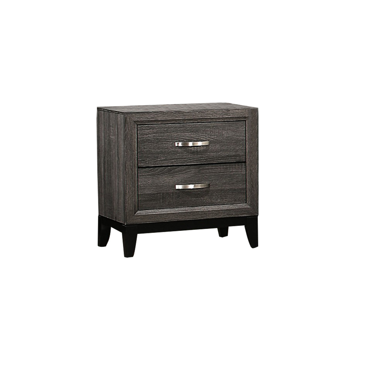2 Drawer Nightstand with Grain Details and Tapered Legs,Dark Gray and Black - BM220080