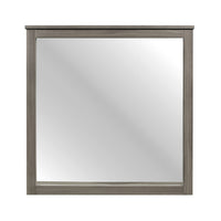 Square Wooden Frame Mirror with Grain Details, Dark Gray and Silver  - BM220082