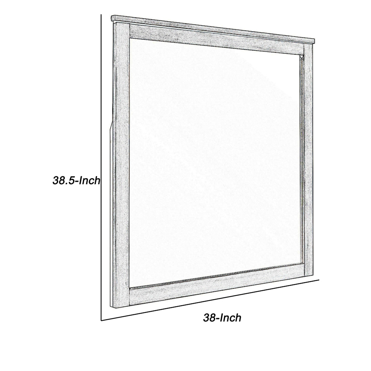 Square Wooden Frame Mirror with Grain Details, Dark Gray and Silver  - BM220082