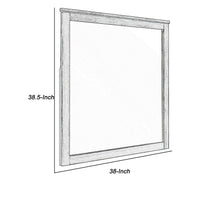 Square Wooden Frame Mirror with Grain Details, Dark Gray and Silver  - BM220082