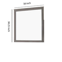 Square Wooden Frame Mirror with Grain Details, Dark Gray and Silver  - BM220082