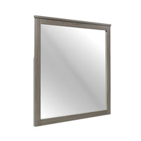 Square Wooden Frame Mirror with Grain Details, Dark Gray and Silver  - BM220082
