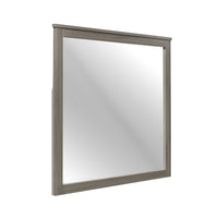 Square Wooden Frame Mirror with Grain Details, Dark Gray and Silver  - BM220082