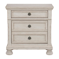 Cottage 2 Drawer Nightstand with Molded Details and Bun feet, Antique White - BM220093