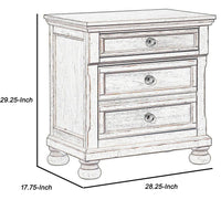 Cottage 2 Drawer Nightstand with Molded Details and Bun feet, Antique White - BM220093